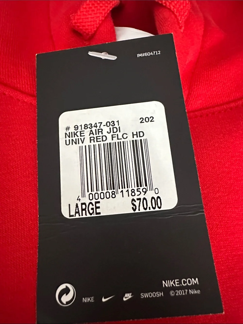 Nike Kids Red Hoodie with Black Air Logo